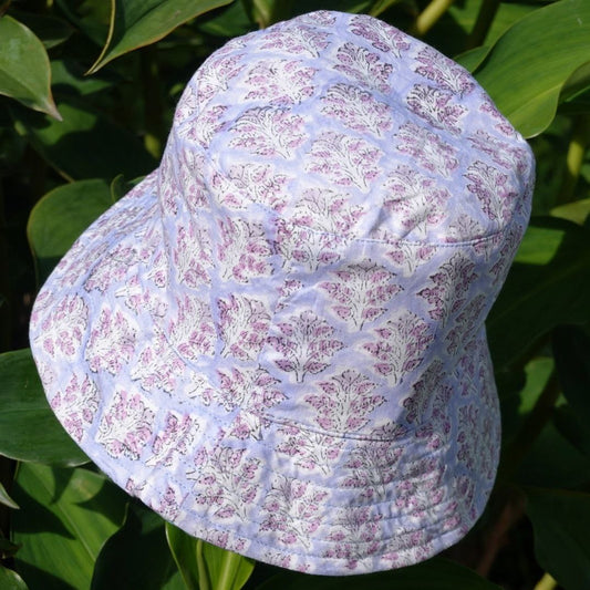 Block-Printed Bucket Hat - Violet/Teal