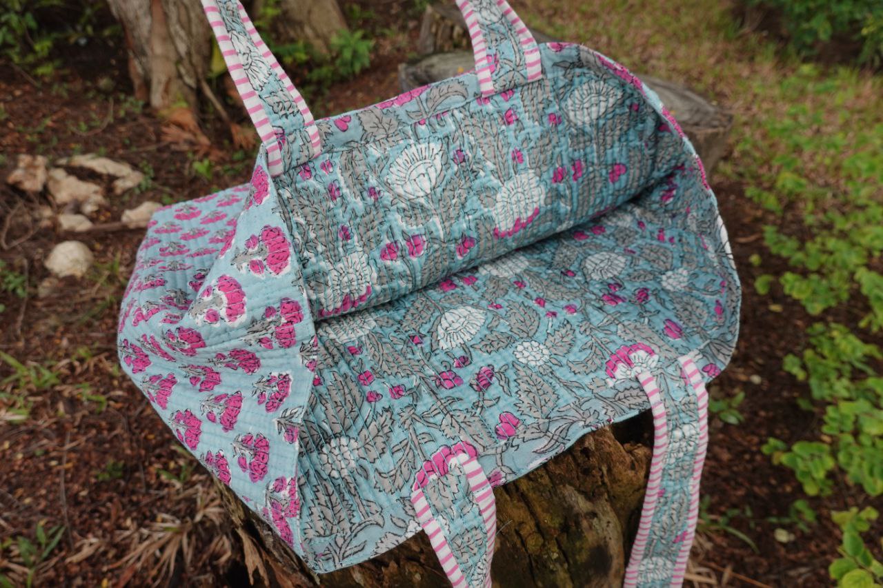 Light & Easy Everyday Tote - Baby Blue & Fuchsia