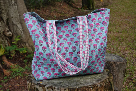 Light & Easy Everyday Tote - Baby Blue & Fuchsia